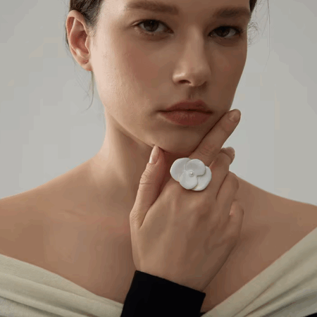 Anél Fleur de Neige banhado a Ouro 18K